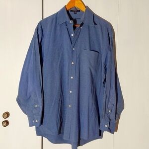 Tommy Hilfiger- Mens Blue/White Button down long sleeve Dress Shirt Sz.XL